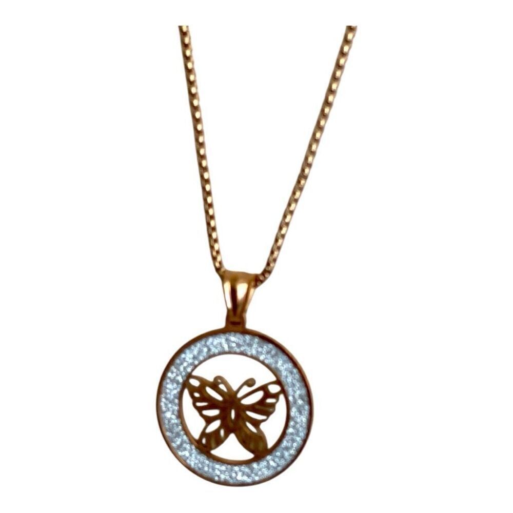 Butterfly Necklace Gold Tone